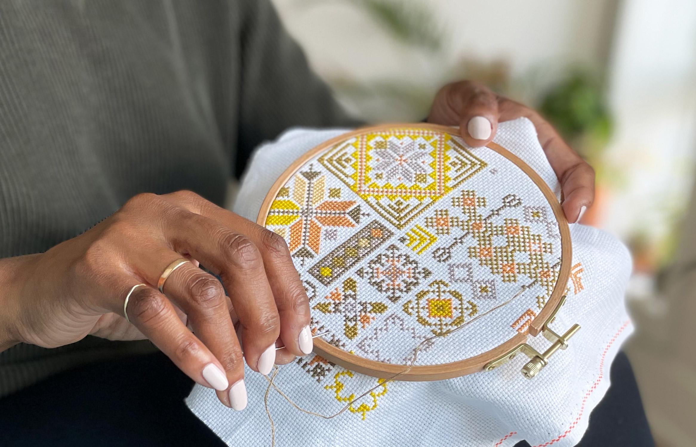 Handmade Palestinian embroidery detail