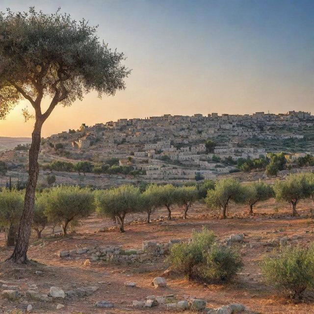 Palestinian landscape and olive tree